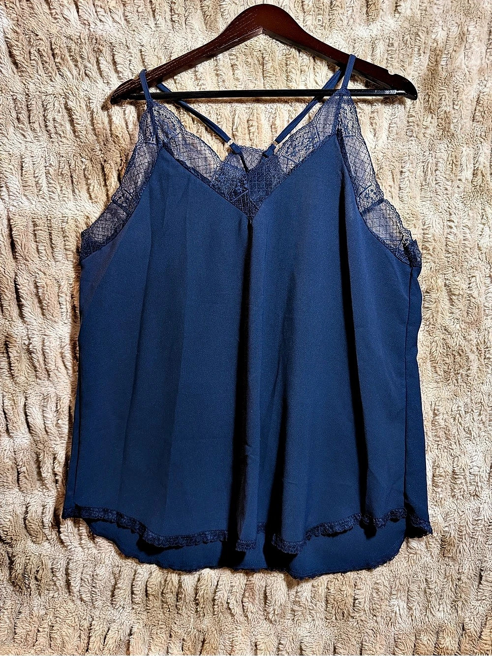 Blue Lace Trim Camisole Size 2XL Like New